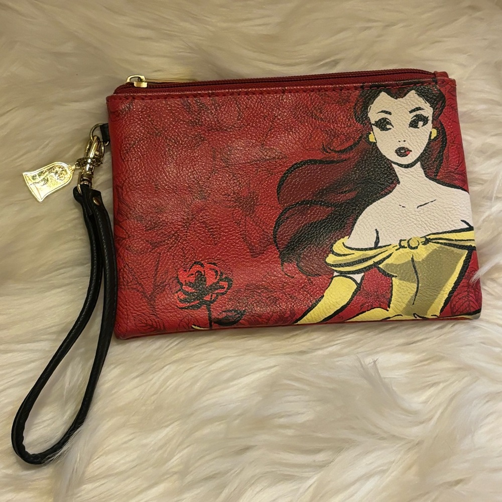 Disney Belle Wristlet Makeup Zippered Pouch Preloved
